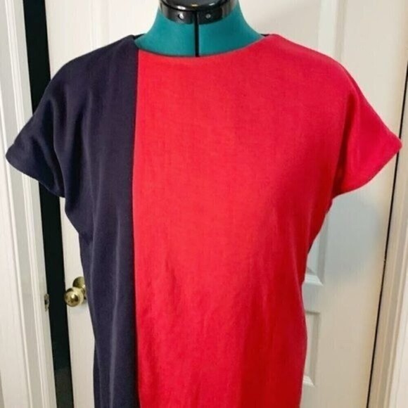 Misook Color Block Short Sleeve Sheath Dolman Casual Career Stretch Knit Dress - Picture 3 of 11